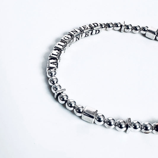 Aligned Living Sterling Silver Mantra Bracelet