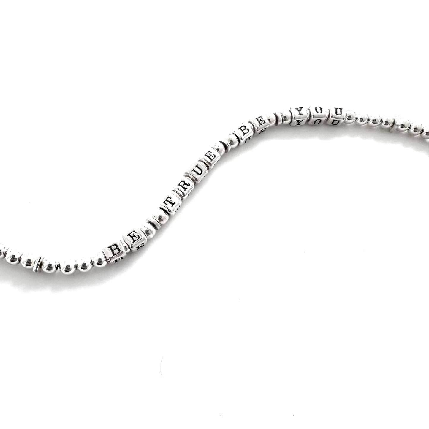 Be Yourself, Everyone Else is Already Taken Sterling Silver Mantra Bracelet; To Thine Ownself Be True, Be True, Be You gift jewelry bracelet in all sterling silver beads
