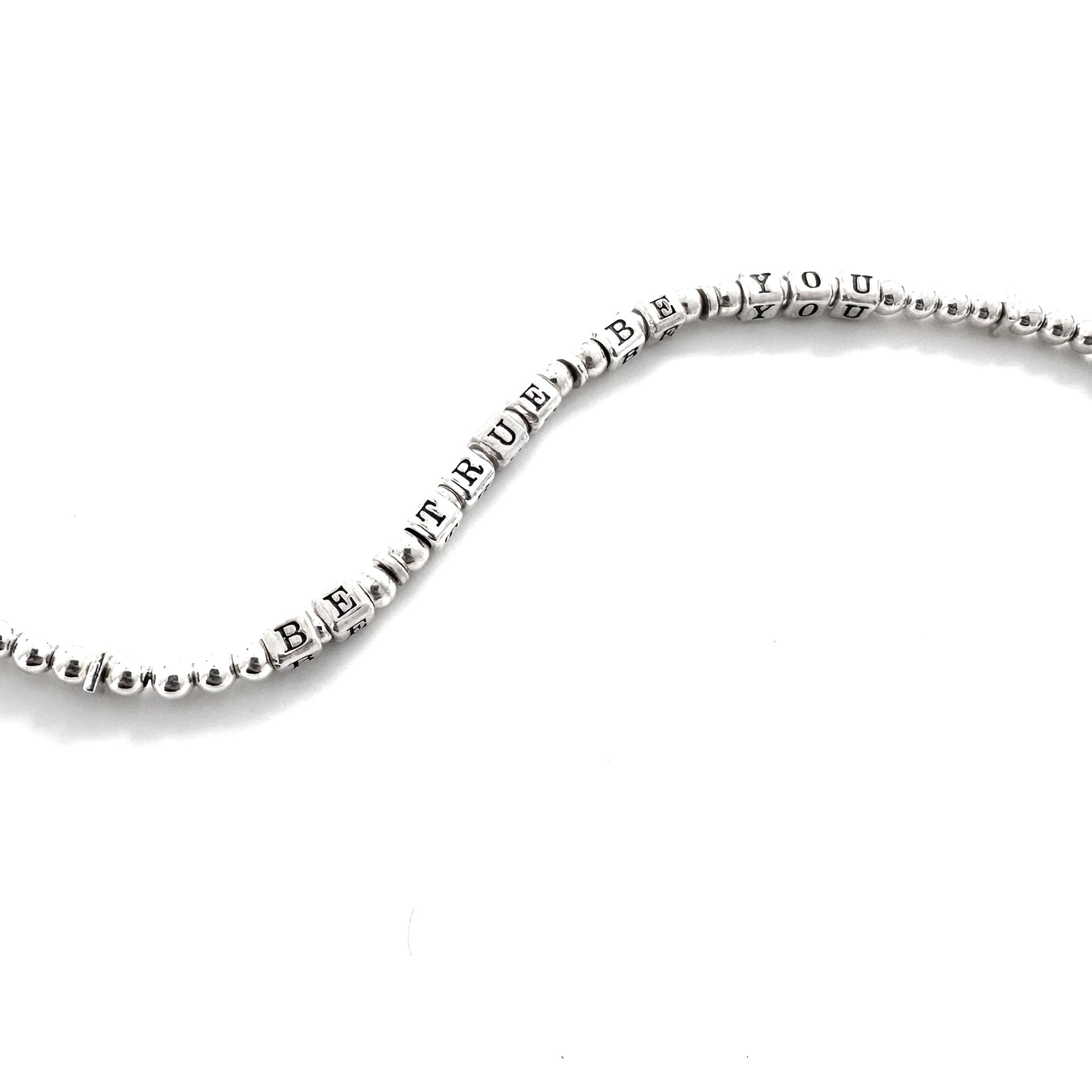 Be Yourself, Everyone Else is Already Taken Sterling Silver Mantra Bracelet; To Thine Ownself Be True, Be True, Be You gift jewelry bracelet in all sterling silver  beads