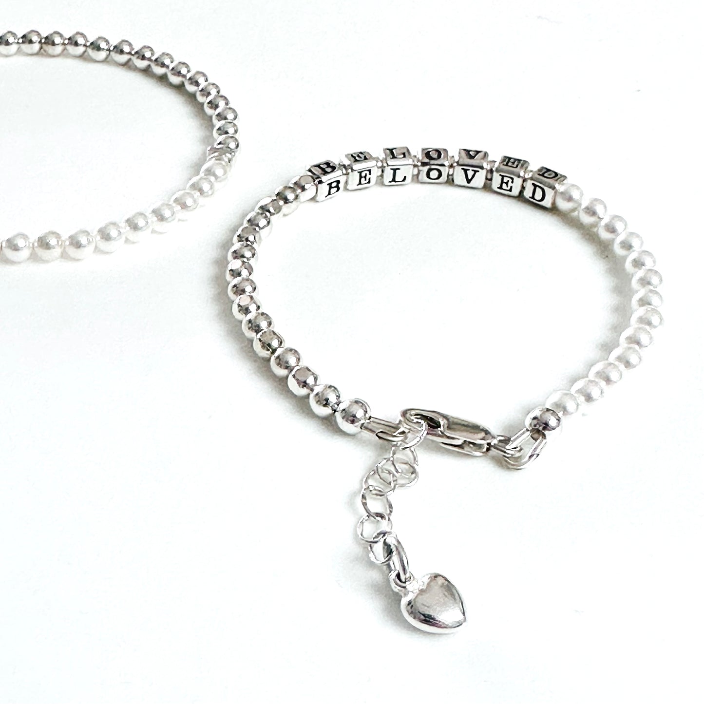 Beloved Loved Mother's Day Bracelet in sterling silver and pearls and heart charm