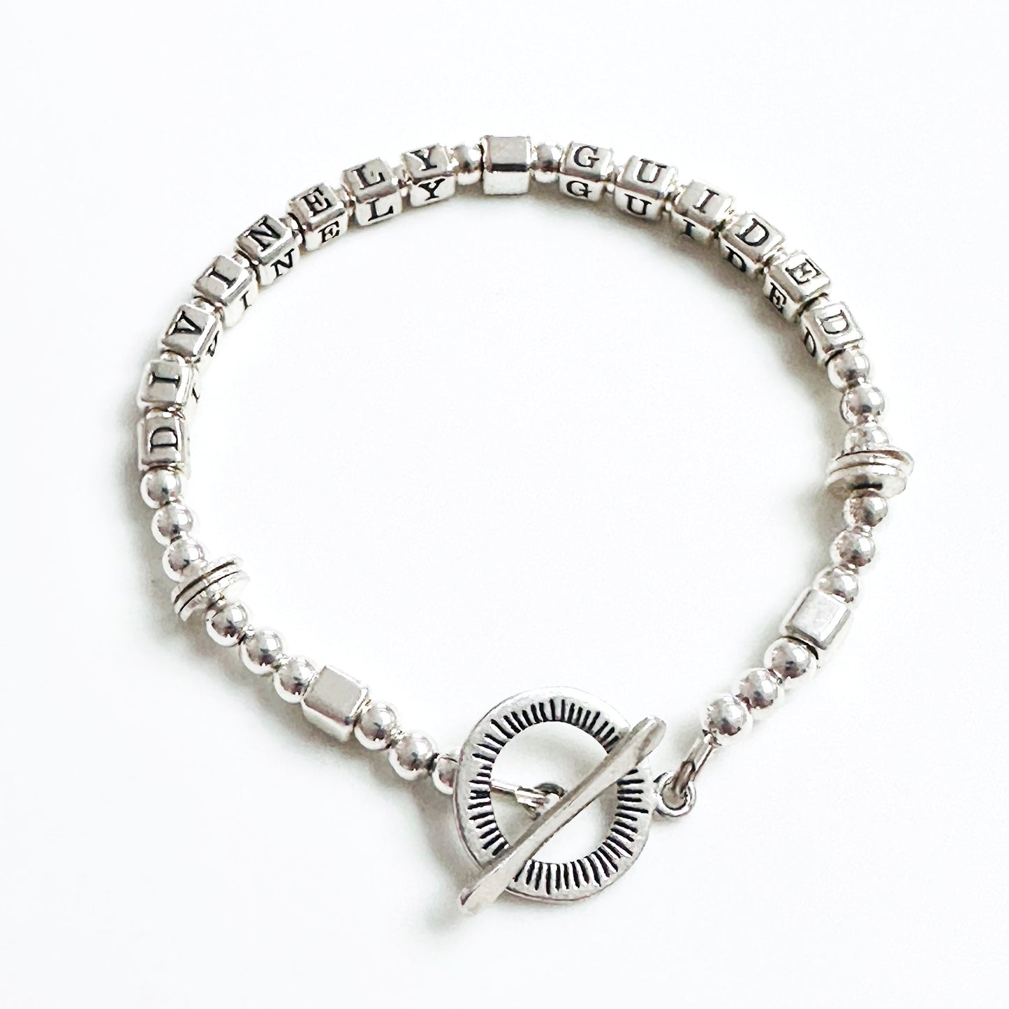 Divinely Guided Sterling Silver Gift Mantra Christian Bracelet