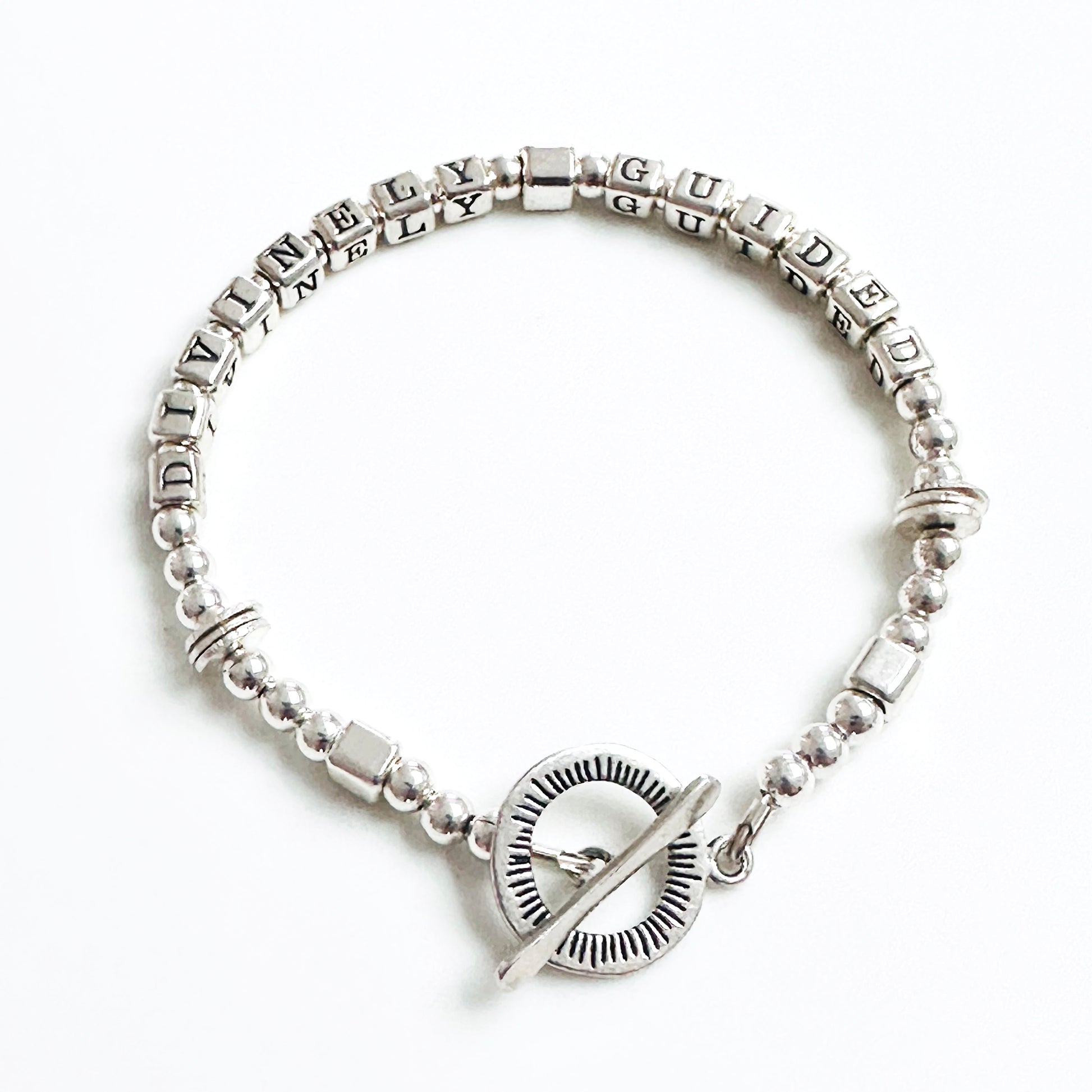 Divinely Guided Sterling Silver Gift Mantra Christian Bracelet