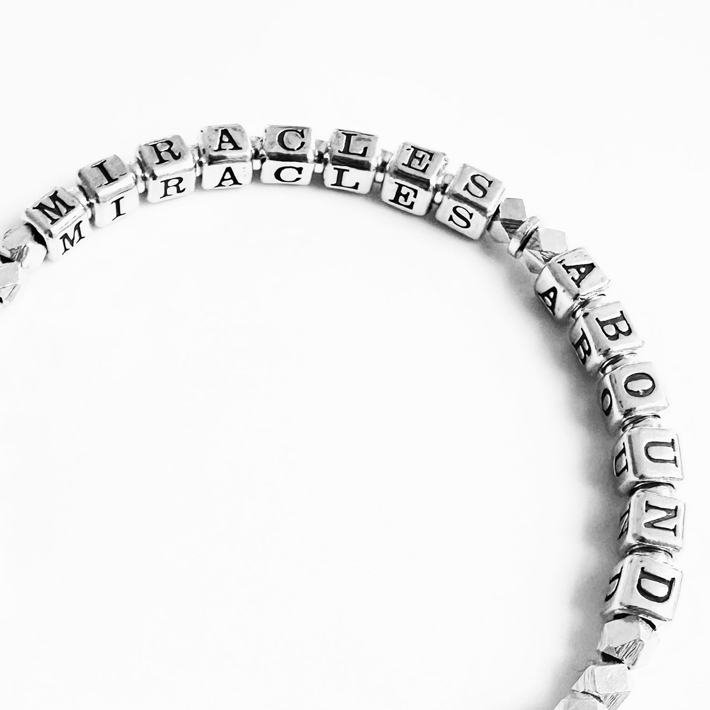 Sterling Silver Miracles Gift Bracelet for hope, healing, congratulations, new job; positive thinking bracelet
