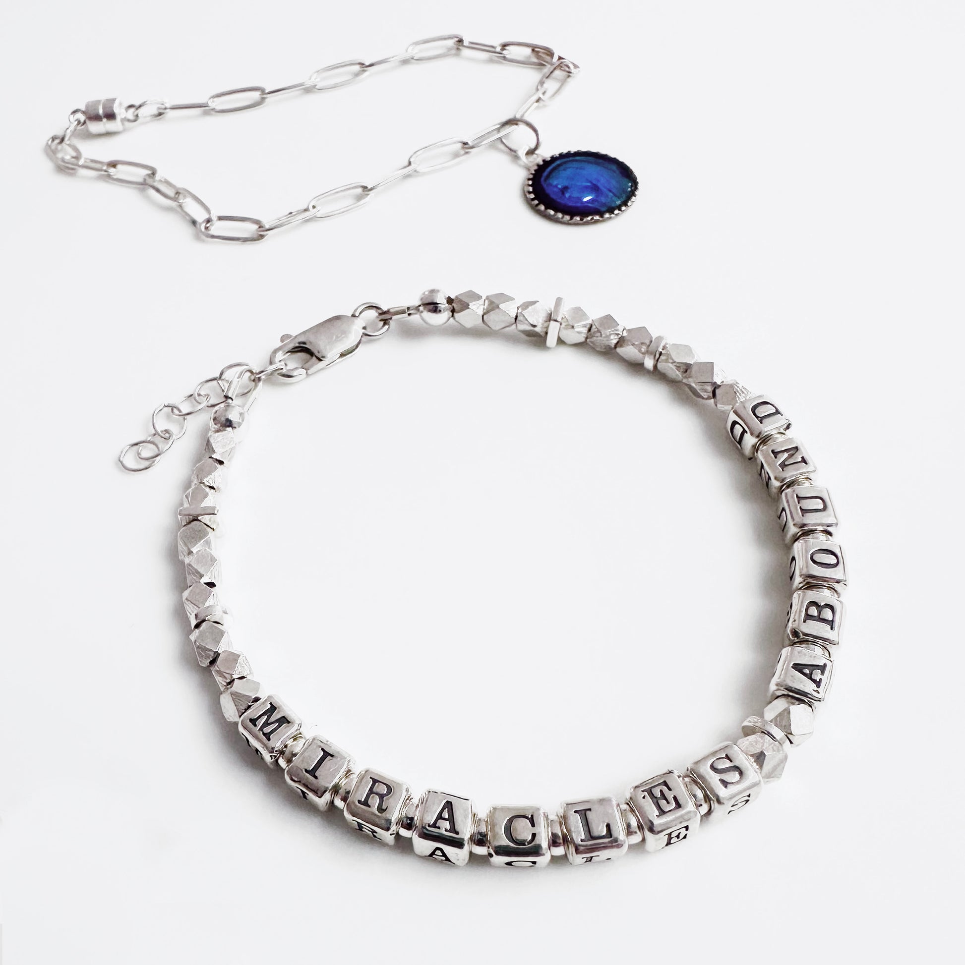 Sterling Silver Miracles Gift Bracelet for hope, healing, congratulations, new job; positive thinking bracelet