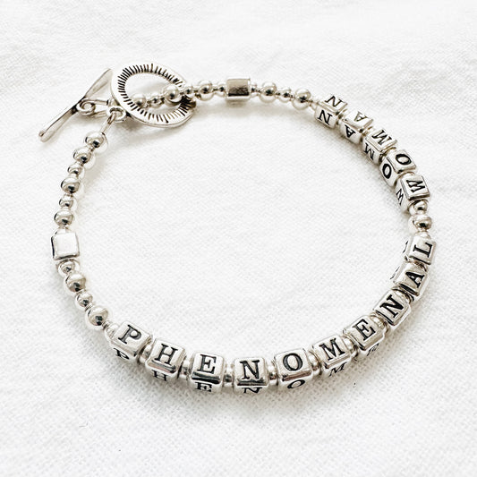 Phenomenal Woman Empowerment and Gratitude Bracelet in Sterling Silver