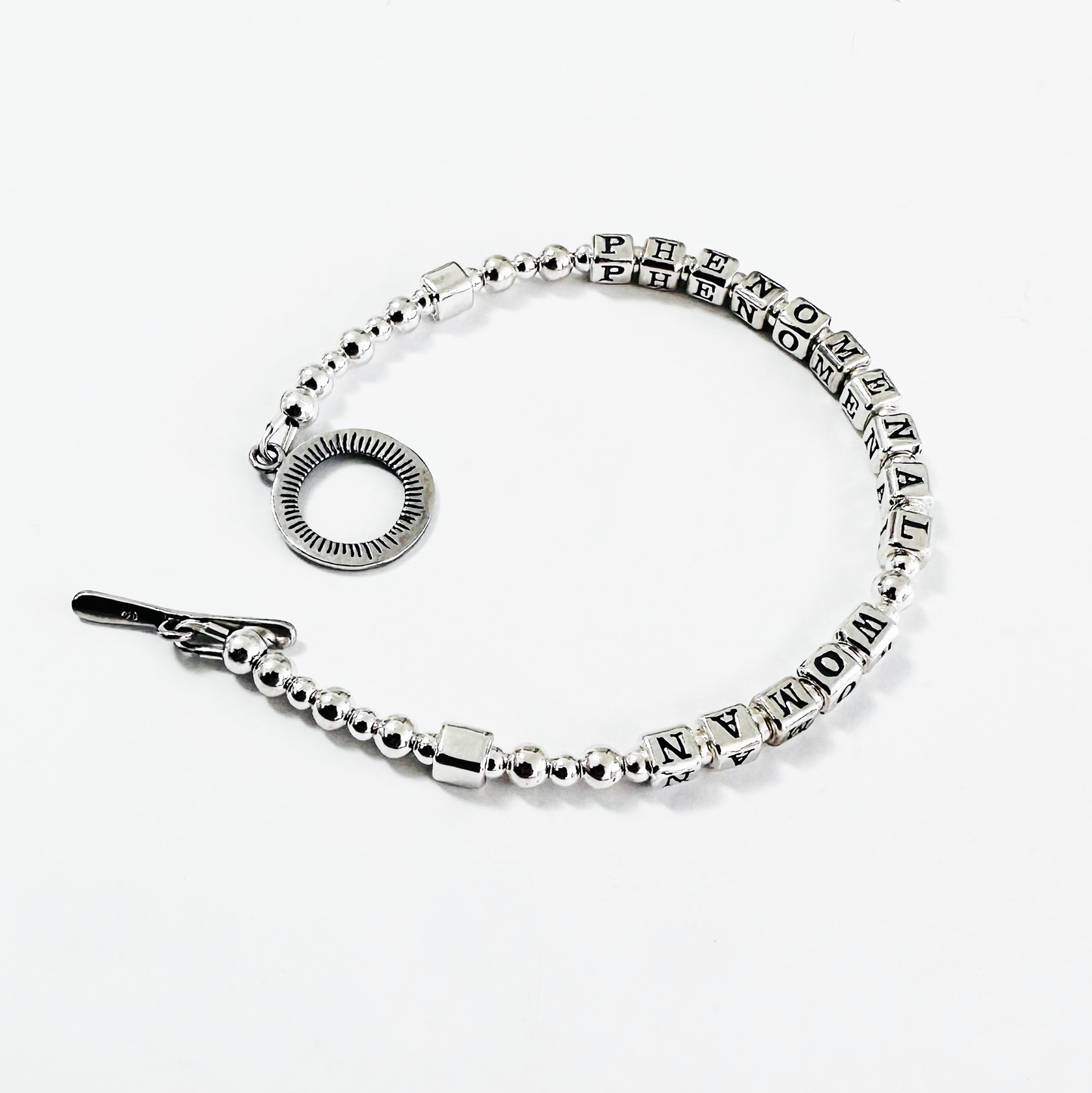 Empowered Strong  Woman  gifting bracelet in all sterling silver for mother, wife, girlfriend, teacher, sister friend
