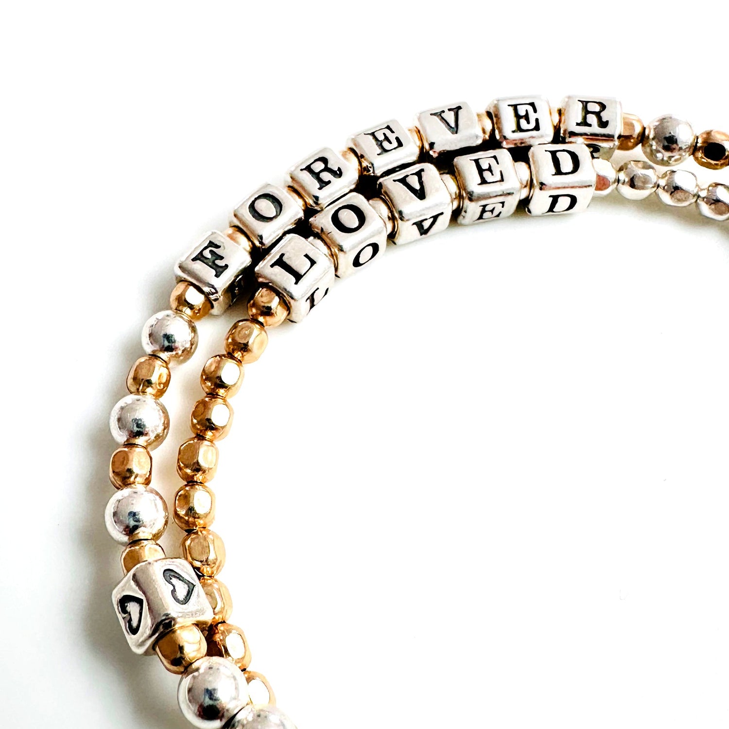 Forever Loved Engraved Sterling Silver Message Bracelet for Anniversary, Mother Daughter and Friendship Gift