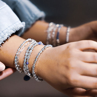 Sterling silver beaded stacking bracelets with words and messages