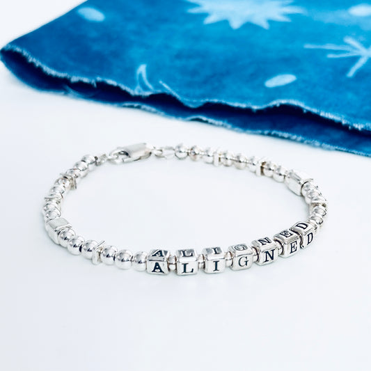 Aligned Living Sterling Silver Mantra Bracelet