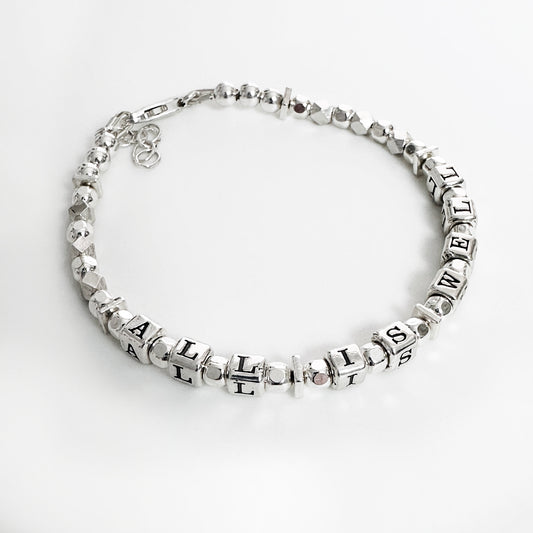 All is Well and Everything is Ok, Sterling silver bracelet support gift