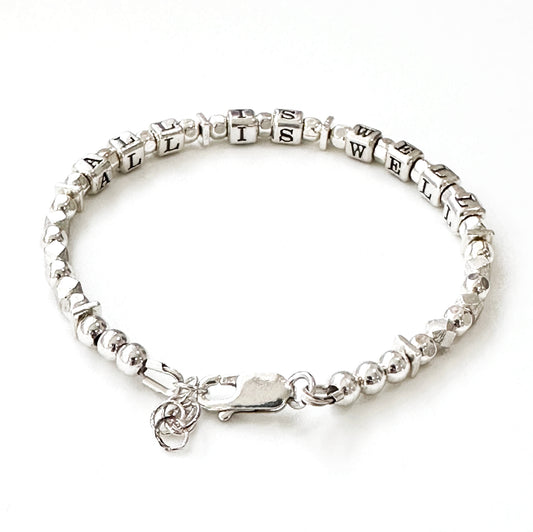 All is Well, Everything is Ok, Support Gift Sterling silver bracelet