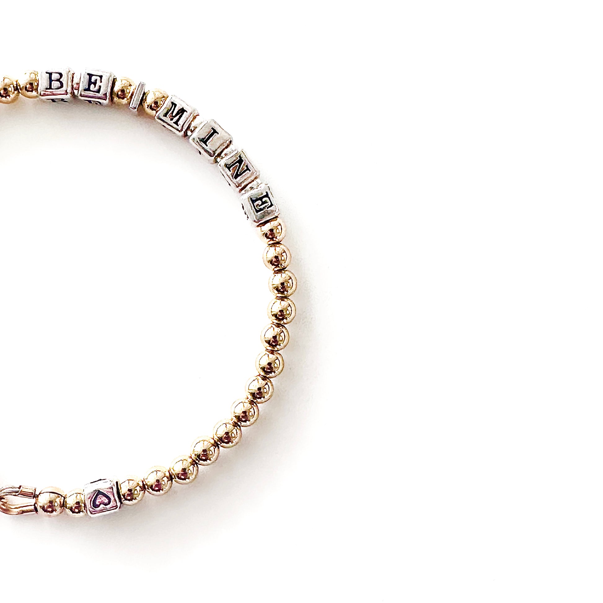 BE MINE Valentine's Engagement Bracelet in sterling silver and 14k gold