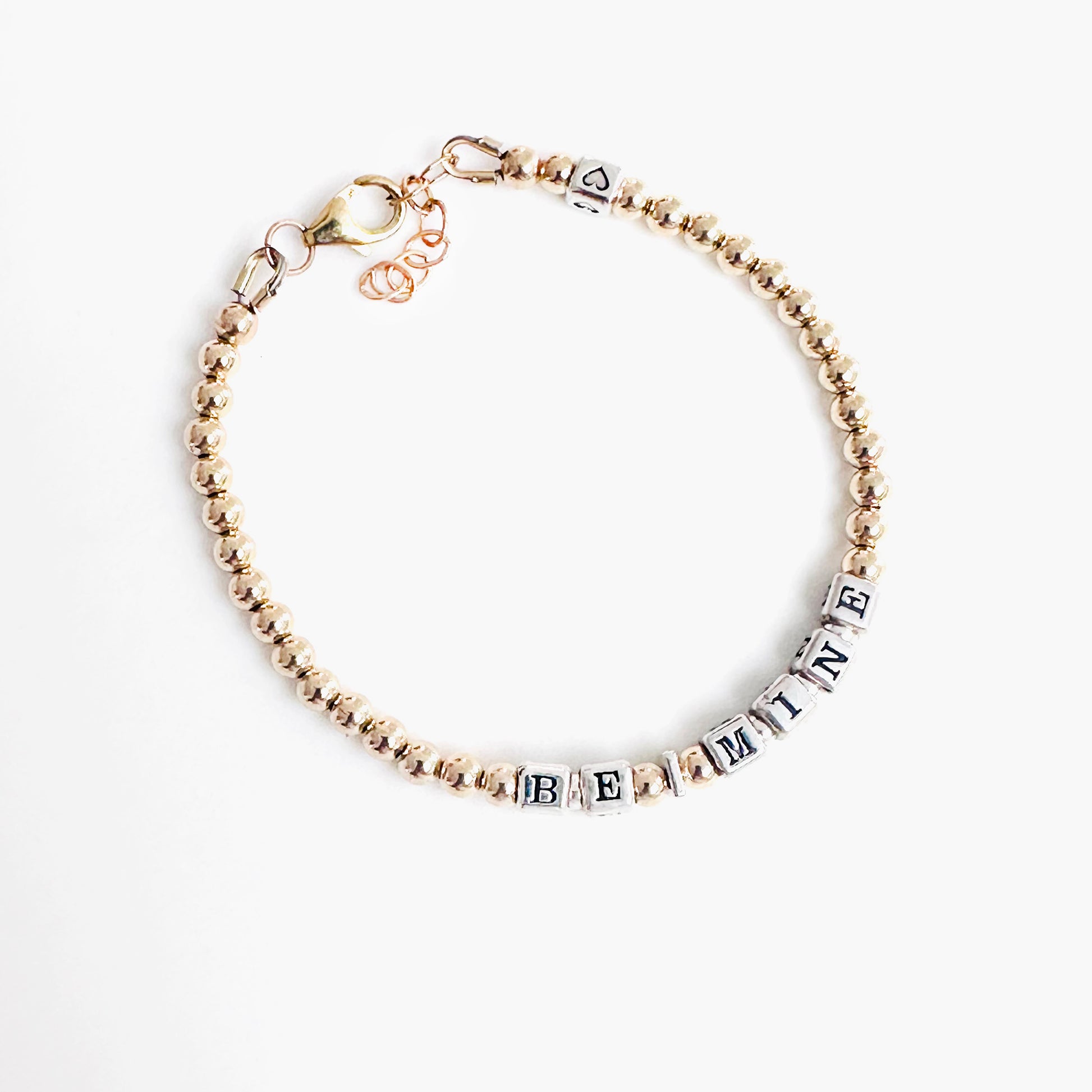 BE MINE Valentine's Engagement Bracelet in sterling silver and 14k gold