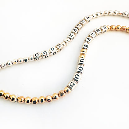 Good Karma Thank You Bracelet in sterling silver and 14k gold fill beads