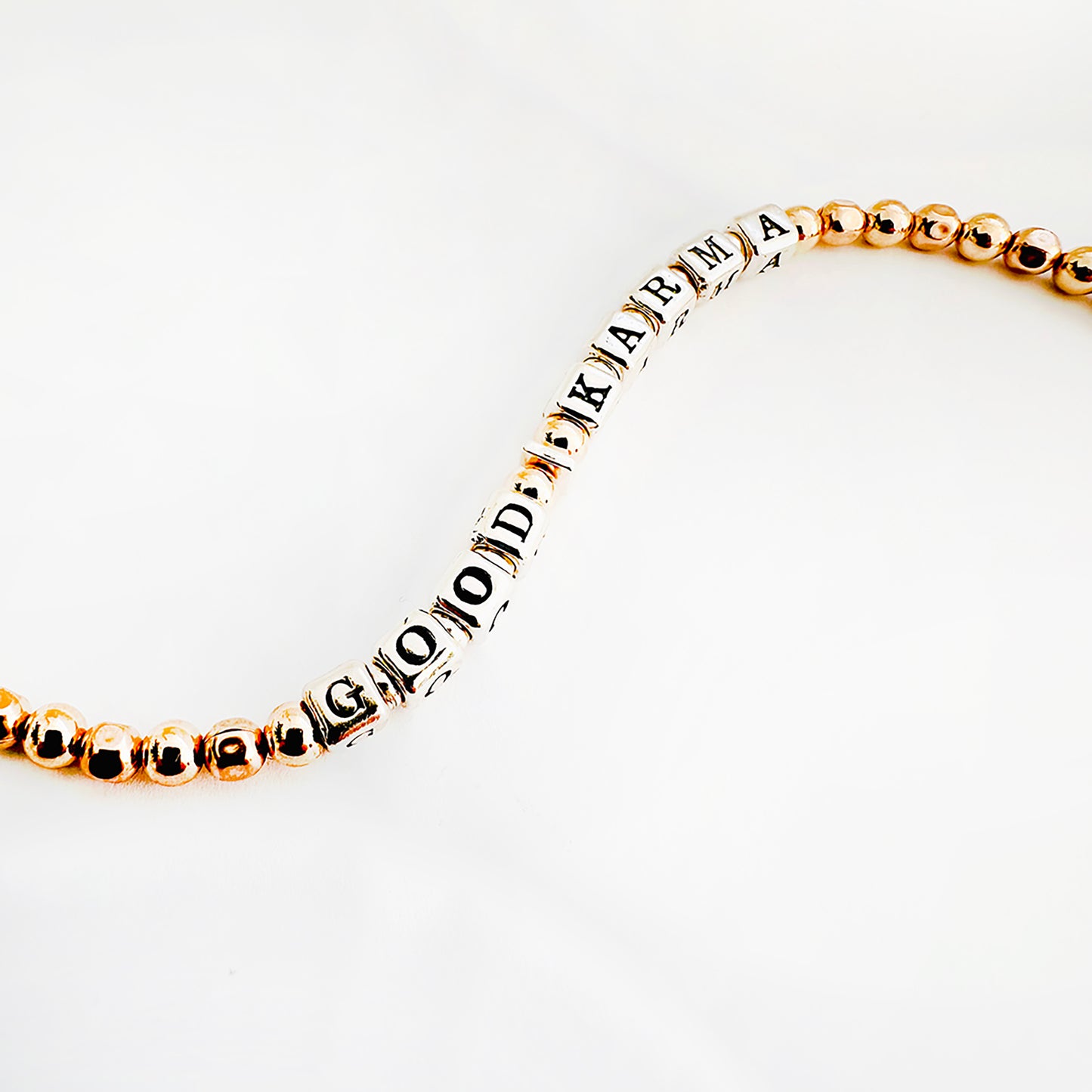 Good Karma Thank You Bracelet in sterling silver and 14k gold fill beads