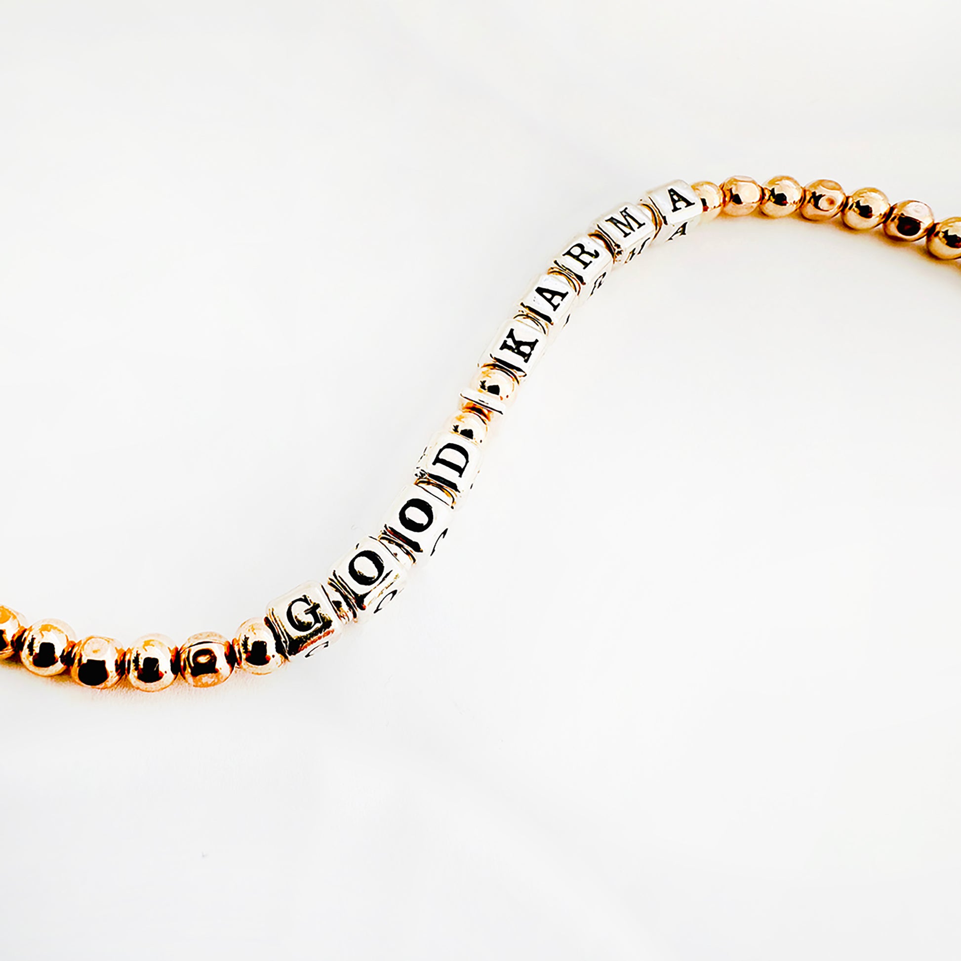 Good Karma Thank You Bracelet in sterling silver and 14k gold fill beads