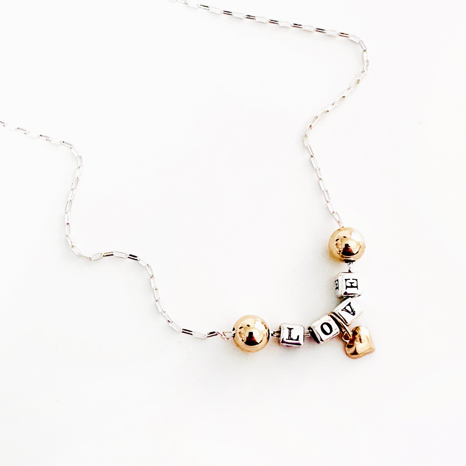 Delicate Love Sterling silver and 14k gold necklace