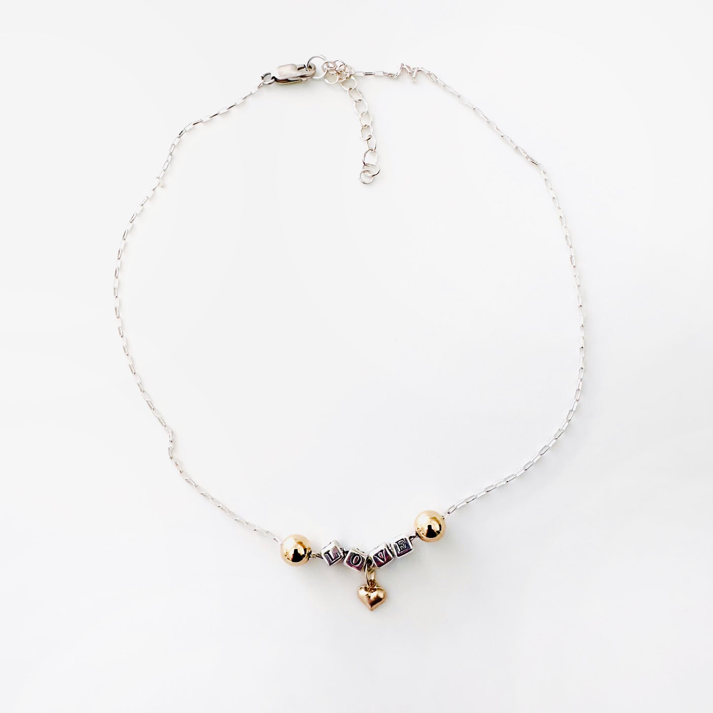 Delicate Love Sterling silver and 14k gold necklace