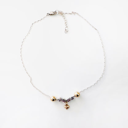 Delicate Love Sterling silver and 14k gold necklace