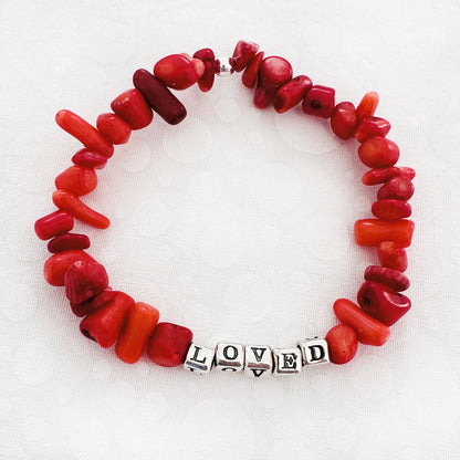 LOVED Bracelet in RED | Sterling Silver and Coral