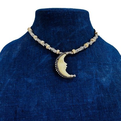 I Love You to the Moon and Back sterling silver and vintage crescent moon one of a kind word necklace