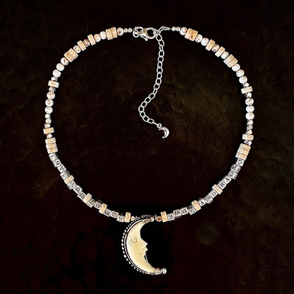 I Love You to the Moon and Back sterling silver and vintage crescent moon one of a kind word necklace