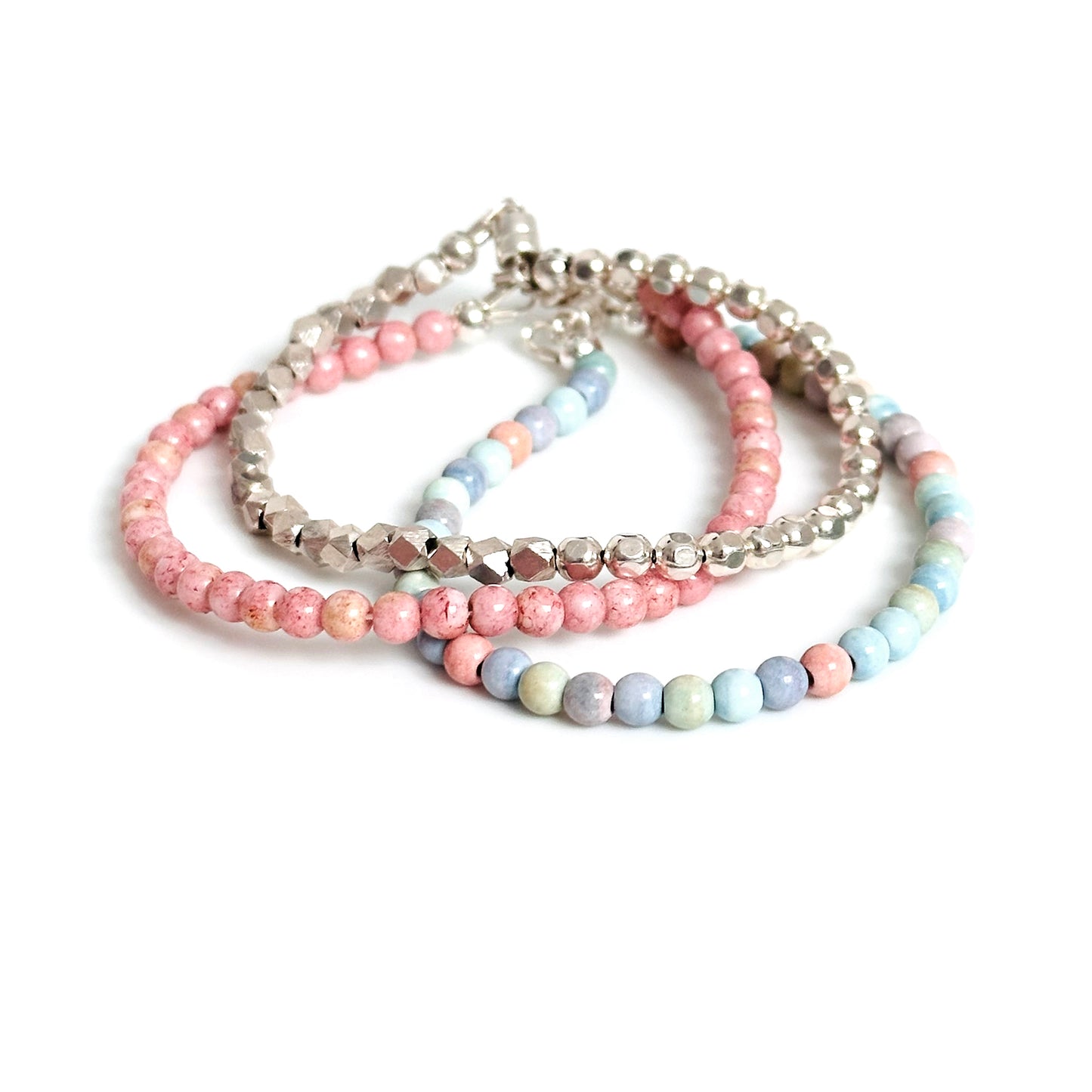 Pastel Easter candy beaded stacking and layering bracelets