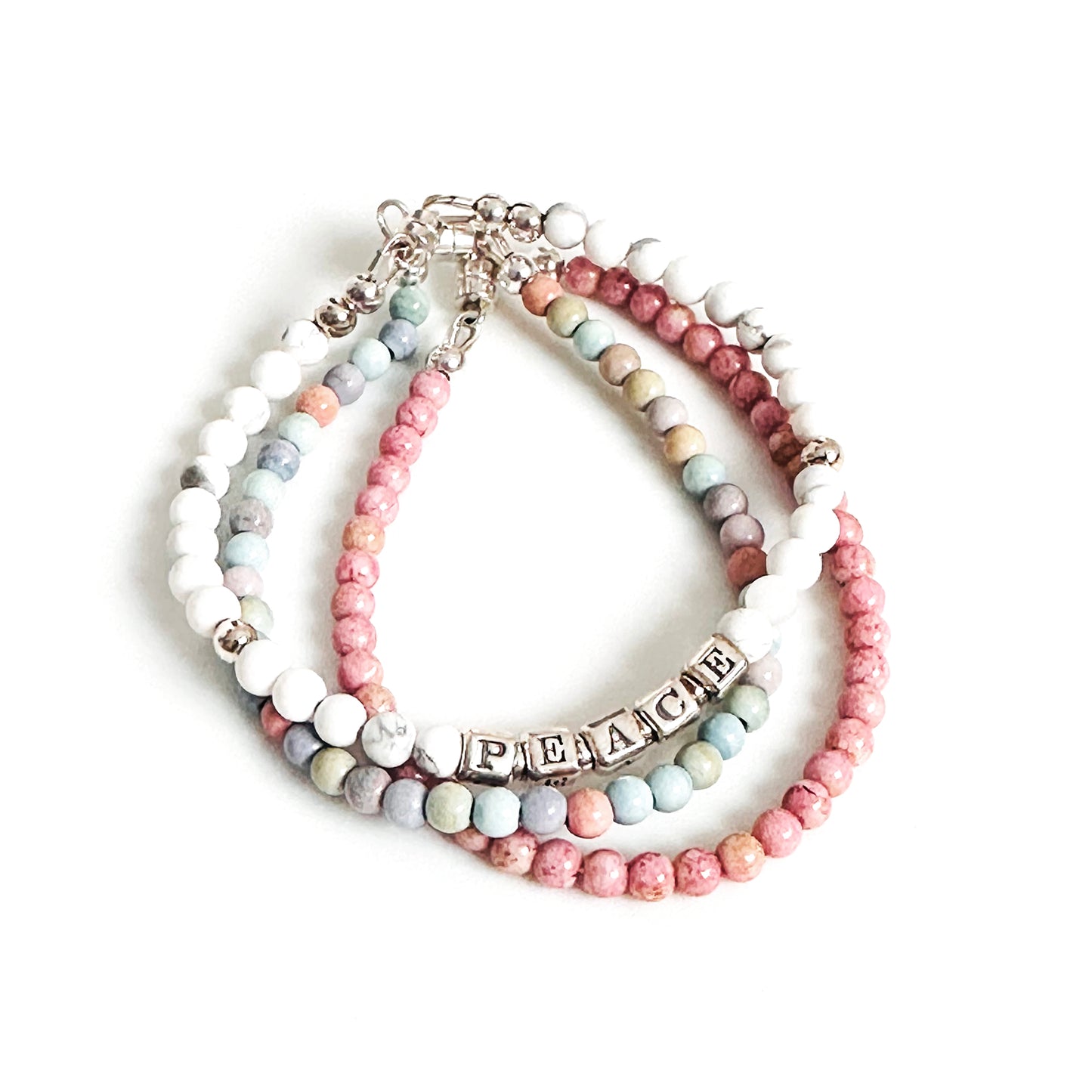 pastel pink candy easter beaded bracelets with beaded peace bracelet