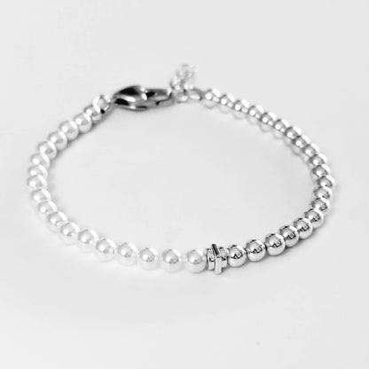 Pearl and Sterling Silver bracelet with heart clasp