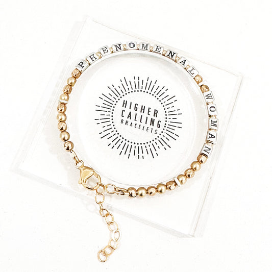 Phenomenal Woman Sterling and Gold bracelet from Higher Calling Bracelets