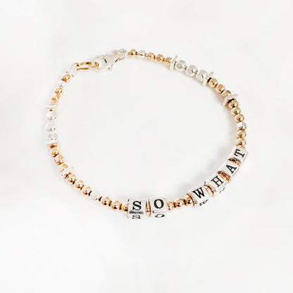 So What Anxiety Relief Gift Bracelet in 14k and Sterling Silver, inspired by Andy Warhol quote "So What?"