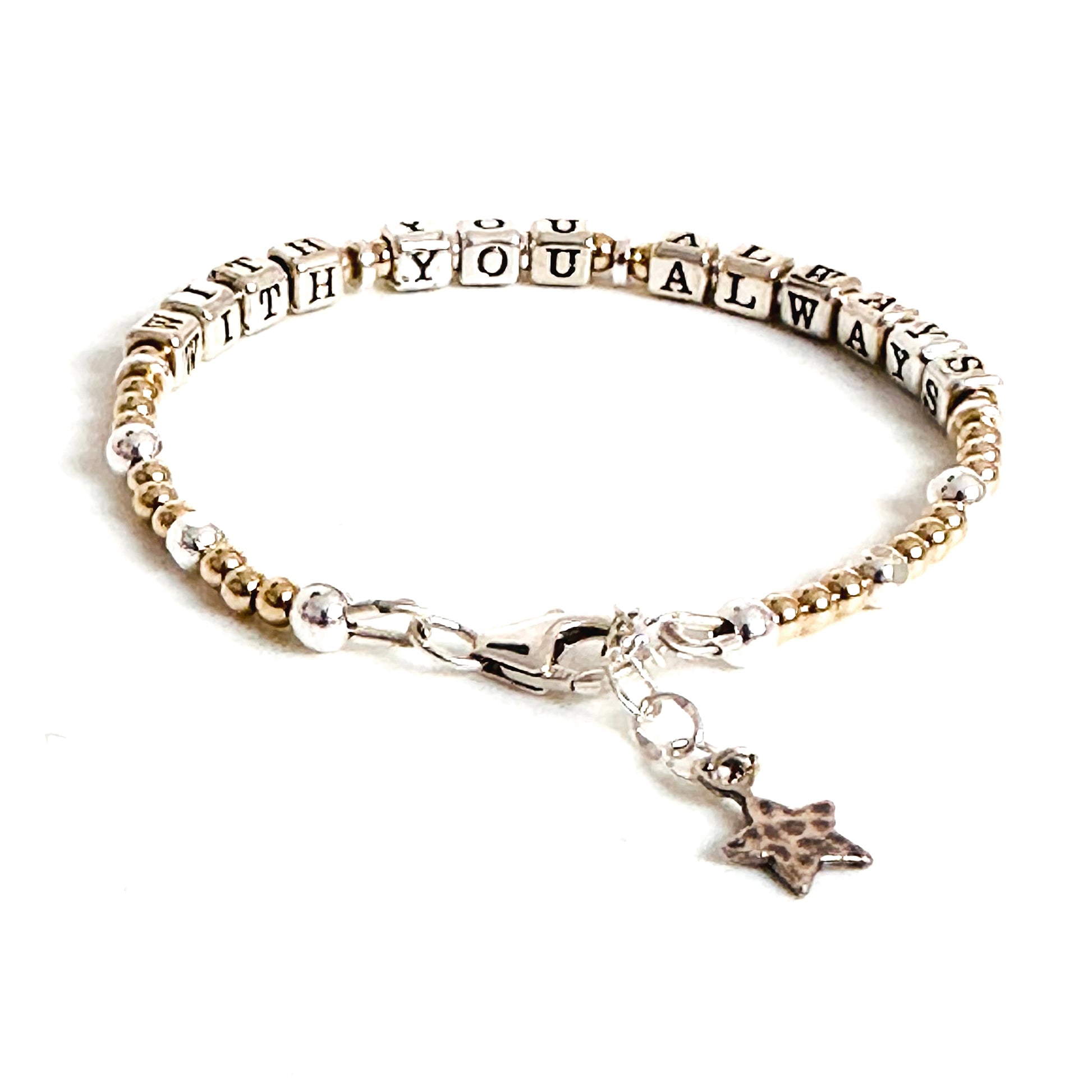 Sympathy Memorial Bereavement Gift Bracelet "With You Always" in Mixed Metals, Sterling, 14k Gold