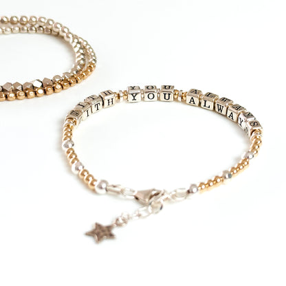 Sympathy Memorial Bereavement Gift Bracelet "With You Always" in Mixed Metals, Sterling, 14k Gold