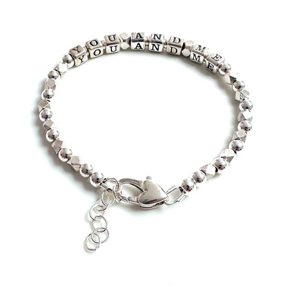 You and Me Sterling Silver Engraved Valentine's Bracelet